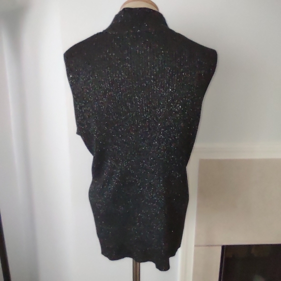 Black shimmer mock neck sleeveless sweater XL - Picture 2 of 8